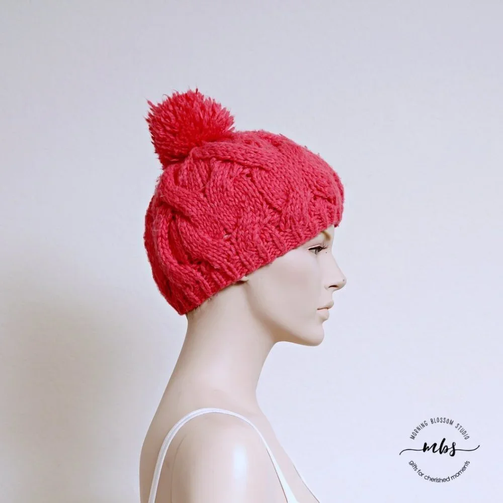 Cable Knit Pom Pom‎ Beanie